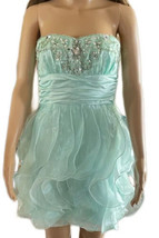 Sea Green Sleeveless Rhinestones Embellished Fit &amp; Flare Dress Size 7/8 ... - £51.56 GBP