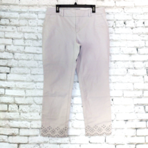 Loft Pants Womens 14 Gray Girlfriend Chino Eyelet Scallop Hem Cropped - $29.99
