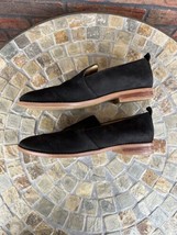 Franco Sarto Peri Size 8 Black Leather Flats Chic Elegant Slip On Shoes Loafers - £12.98 GBP