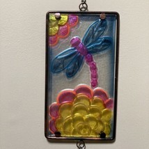 Dragonfly Reverse Painted Art Glass Raised  Suncatcher Glow In The Dark - £22.15 GBP