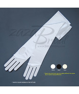 Shiny Stretch Satin Fingerless Gloves 12BL - Loop for the Second Finger - $25.75 CAD
