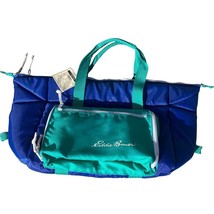 Vtg 90s Eddie Bauer Spell Out Color Block Insulated Beach Cooler Bag Blu... - $22.90