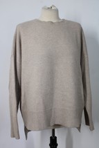 Theory M Beige Karenia 100% Cashmere Knit Hi-Lo Hem Crew Neck Sweater - $75.99