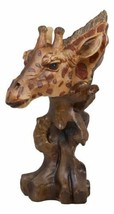 Safari Giraffe Head Bust On Woodlike Branch Statue 11.5&quot;Tall In Faux Woo... - $29.99