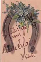 Eau Claire Wisconsin WI Greetings From Horseshoe Flowers Postcard D33 - £2.34 GBP