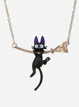Studio Ghibli Kiki&#39;s Delivery Service Jiji Black Cat Broom Hanging Necklace - $24.99