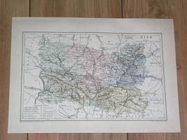 1887 Original Antique Map Of Department Of Oise Beauvais / France - £19.62 GBP