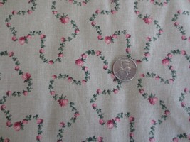 3892. John Wolf Tan Vining Rose Floral Drapery Cotton FABRIC--55&quot; X 4-1/8 Yds. - $24.75