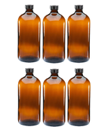 6X  Amber Boston Glass Bottle - 4 oz.each - $35.56 CAD