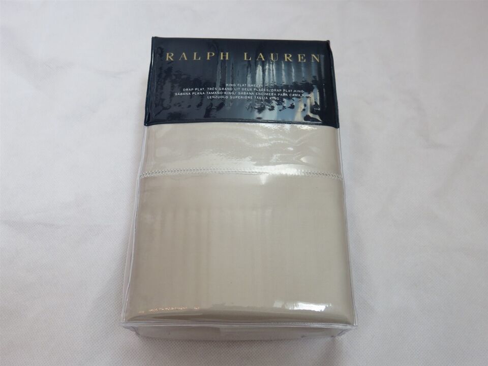 Ralph Lauren 624 Solid Sateen Vintage Silver King flat Sheet $185 - $85.39