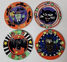 Nicole Engblom Halloween Decorative Plates Black Cat Witch Bat Owl - £38.83 GBP