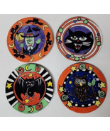 Nicole Engblom Halloween Decorative Plates Black Cat Witch Bat Owl - $67.90 CAD