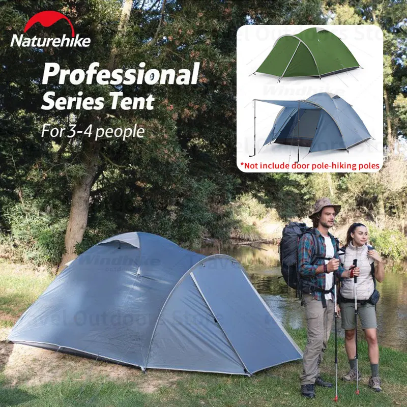 Naturehike 210T Outdoor Tent P-Plus Series Large Foyer Camping Tent 3-4 People - £184.78 GBP