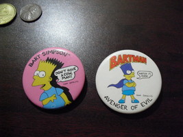 Lot of 2 Vintage 1989 Simpsons Bart Simpson Character Pinbacks - £11.68 GBP