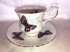 Royal Dover Tea Cup &amp; Saucer Butterfly Mint - £7.85 GBP