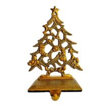 Gold Christmas Stocking Holder With Tree Design VTGE - £15.58 GBP