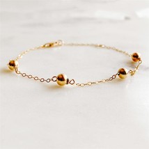 14K Gold Filled Beads Bracelet Handmade Gold Jewelry Boho Charms Bracelets Vinta - £37.90 GBP