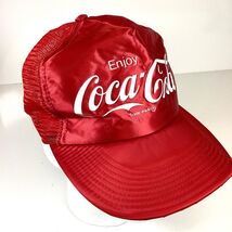 Vintage Enjoy Coca Cola Satin Red Foam Mesh Hat SnapBack Cap Made in USA... - $499.71 MXN