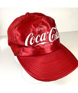 Vintage Enjoy Coca Cola Satin Red Foam Mesh Hat SnapBack Cap Made in USA... - $502.77 MXN