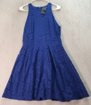 Mossimo Fit &amp; Flare Dress Womens Medium Blue Lace Sleeveless Round Neck Back Zip - £13.93 GBP