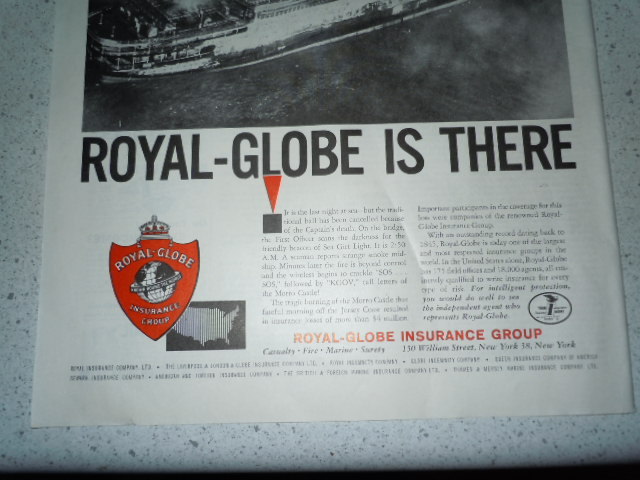 Vintage Royal Globe Insurance Group Print Magazine Advertisement 1960 - $3.99