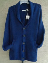  Madison  L Sweater  Cotton Blend Bluky Knit Shall Collar Cardigan  Dark... - £31.00 GBP