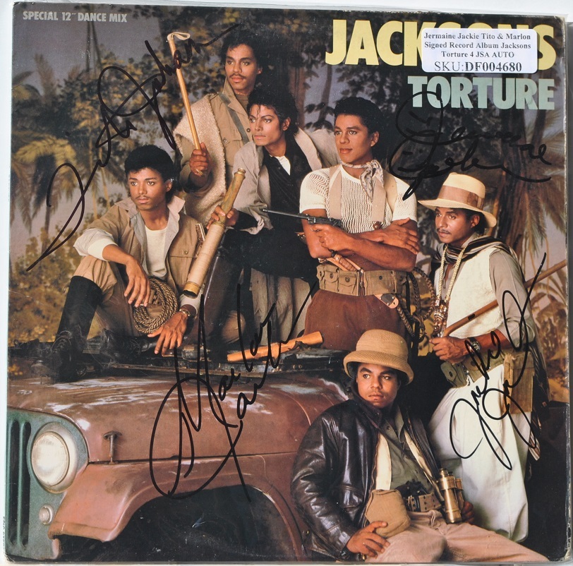 JACKSON FIVE - TORTURE SIGNED ALBUM X4 - Jermaine, Tito, Jackie, Marlon ... - $289.00