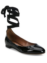 NEW Tabitha Simmons Black Daria Patent Leather Ankle-wrap Ballet Flats (Size 37) - £119.71 GBP