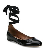 NEW Tabitha Simmons Black Daria Patent Leather Ankle-wrap Ballet Flats (... - £117.95 GBP