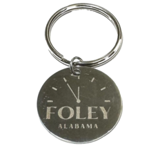 Foley, Alabama Clock Tower Stainless Steel Round Keychain - £11.51 GBP