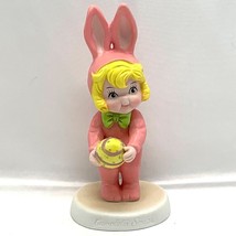 Campbells Kids Pink Bunny Rabbit Figurine Easter 1995 Dolly Dingle Soup - $15.51