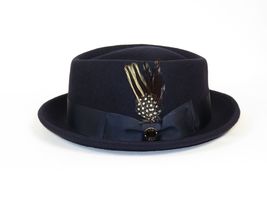 Bruno Capelo Hat Wool Fedora Diamond Crown Santana Stingy Brim SA204 Navy image 4