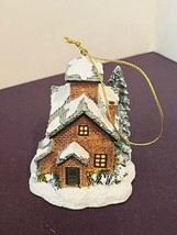 Thomas Kinkade Christmas Ornament cottage winter memories figurine 8 day circle - £23.18 GBP