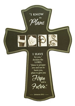 Small Wood Cross -- Jer 29:11 -- I Know the Plans (11.5&quot; x 8&quot; x 3/4&quot;) - £14.02 GBP