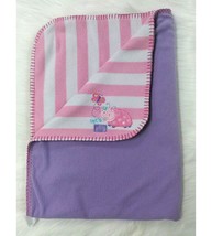 Just Born Baby Blanket Lets Play Ladybug Pink White Striped Purple Girl B55 - £15.70 GBP