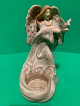 NWT - Yankee Candle Ceramic Angel holding Dove Votive Candle Holder - £11.79 GBP
