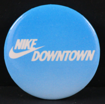 Nike Downtown Swoosh Logo Vintage Pinback Button Blue White 1.5&quot; Pin - $26.76