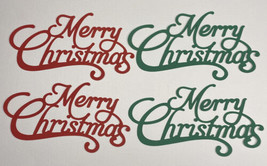Merry Christmas Title Die Cuts Scrapbook Paper Piecing 2.5&quot; x 5” Red/Green - $1.65