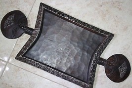 Antique Hand Carved Wooden Tray Metal and Heads Decorated Wall Hanging Awesome - £88.12 GBP