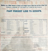 1884 Davies Turner &amp; Co Steamship Freight Line Schedule Broadside NY Por... - $475.50