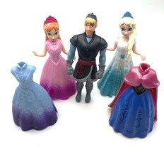 Disney Princess Anna, Elsa, Kristoff Frozen &amp; 4 Magiclip Dresses Little Kingdom - £15.93 GBP