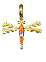 Carolyn Pollack Dragonfly Pendant Charm Red Coral &amp; Mother-of-Pearl Lapis Brass - £43.24 GBP