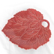 Bordallo Pinheiro Portugal Art Pottery Plate Vine Red Leaf Shape Dish 10&quot; Grape - £27.15 GBP