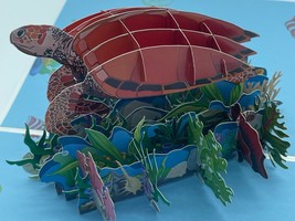 Sea Turtle 3D Pop Up Card Marine Turtle Loggerhead Reptile Conservation Nesting - £9.70 GBP