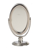 Dollhouse Miniature - Large Metal Silver Vanity Top Mirror - 1/12 Scale - $13.99