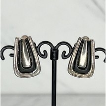 Chico&#39;s Silver Tone and Black Earrings Clip On Non Pierced Pair - £5.52 GBP