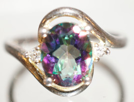 Vintage Mystic Topaz Gemstone 925 Sterling Silver Setting Jewelry Ring S... - $75.00