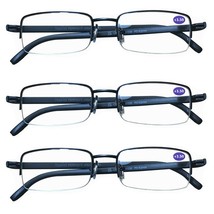 3 Pairs Mens Metal Frame Rectangle Half Frame Reading Glasses Classic Readers  - £8.60 GBP