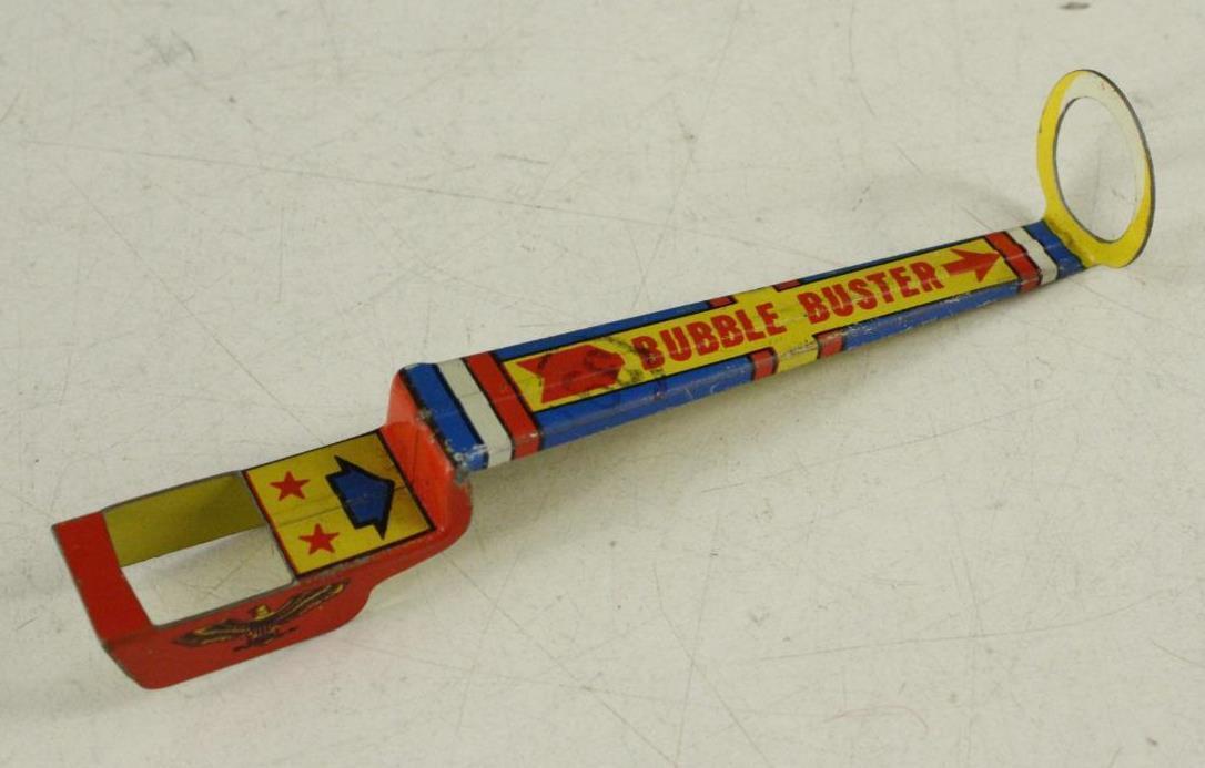 Primary image for Vintage Metal Tin Lithograph Dime Store Toy BUBBLE BUSTER 4.75" Long