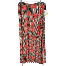 LuLaRoe Deanne Skirt Womens 3XL Red Black Ecru Roses Pleated Wrap Maxi NWT - $47.52